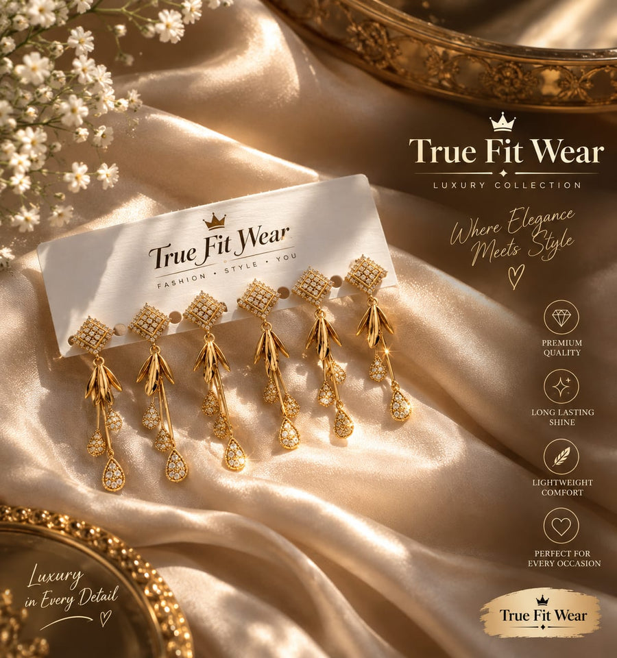 True Fit Wear Luxury Crystal Dangle Earrings