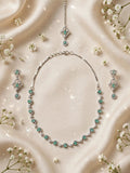4pc American Diamond Necklace Set Party Wear Sea Green