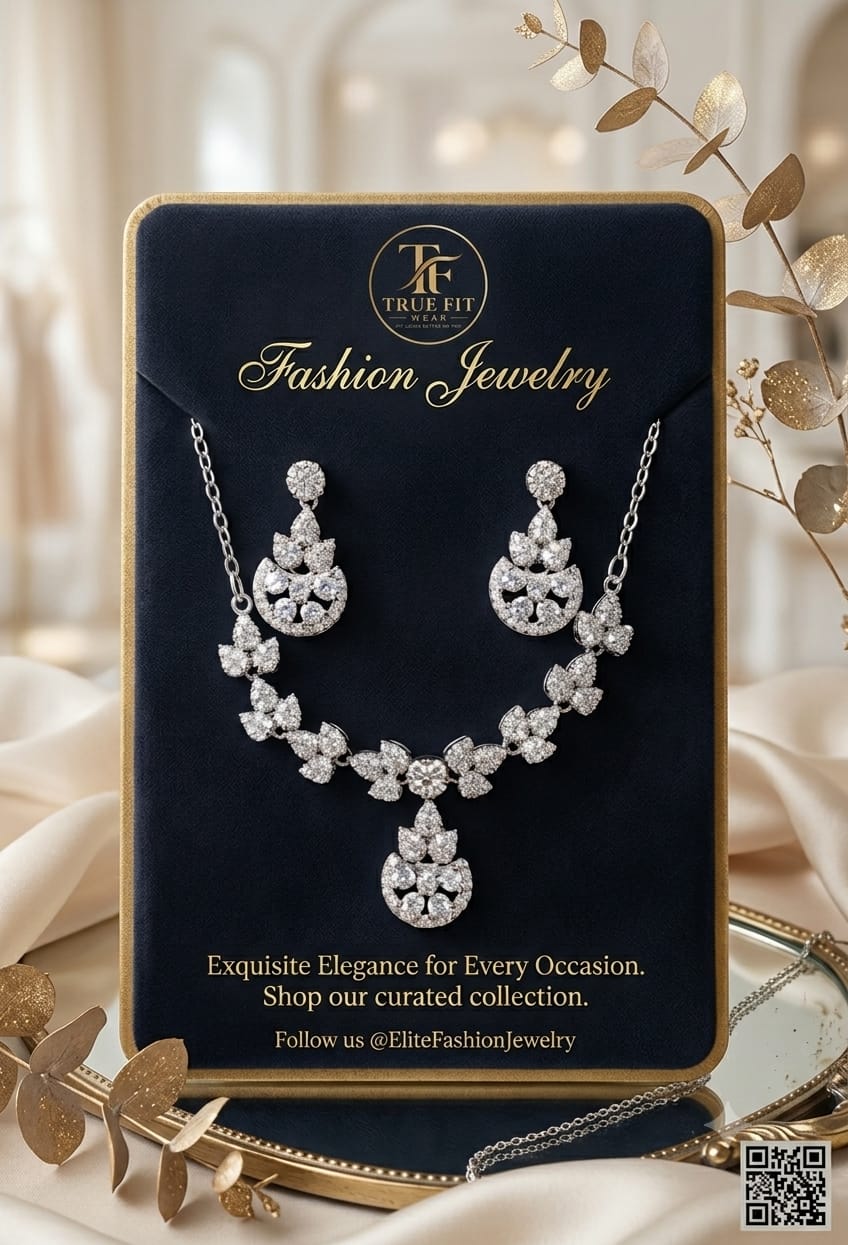 White Stones Locket Set